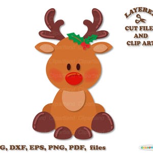 DIRECT downloaden. Schattige zittende kleine baby rendieren svg bestand knippen en illustraties. Persoonlijk en commercieel gebruik. R_8.