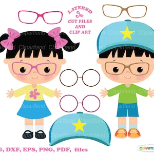 DIRECT downloaden. Kinderen svg. Schattige kleine jongen en meisje knippen bestanden en clipart. Persoonlijk en commercieel gebruik. C_5.