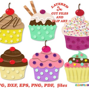 Descarga instantánea. Archivo de corte de cupcakes svg. Uso personal y comercial. C_2.