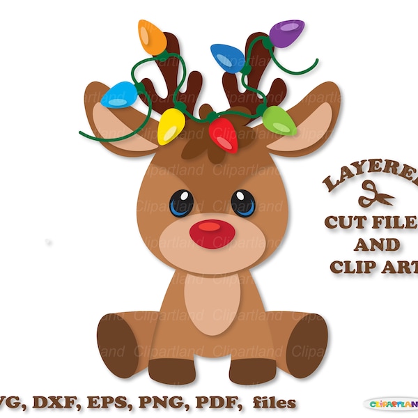 INSTANT Download. Cute Christmas reindeer  svg cut files and clip art. Personal and commercial use. R_25.