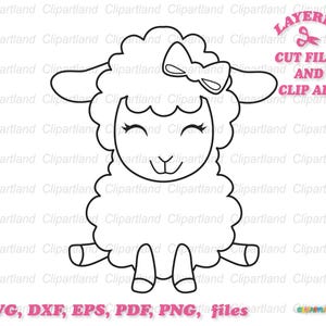 Téléchargement instantané. Fichier de coupe contour mignon mouton fille. Pochoir mouton. S_7. Usage personnel et commercial.