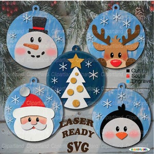 INSTANT Download. Christmas ornament kit. Vintage Christmas plywood ornament DIY  bundle. Svg cut file for laser. O_6.