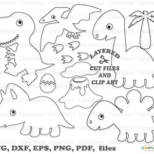 Descarga instantánea. Lindo archivo de corte de dinosaurio bebé, clip art, sello digital, página para colorear. D_40. Uso personal y comercial.