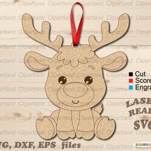 SOFORTIGER Download. Niedliches Baby Rentier erzielte übermalbare Weihnachtsverzierung. Sperrholz Ornamente zum basteln, ausschneiden und basteln R_1.