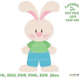 Descarga instantánea. Lindo conejito de Pascua niño svg archivos cortados y imágenes prediseñadas. Uso personal y comercial. B_7.
