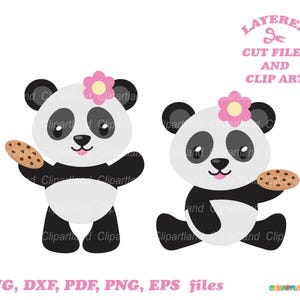 Download INSTANTÂNEO. Garota panda fofa com arquivo de corte de biscoito. Uso pessoal e comercial. P_14.