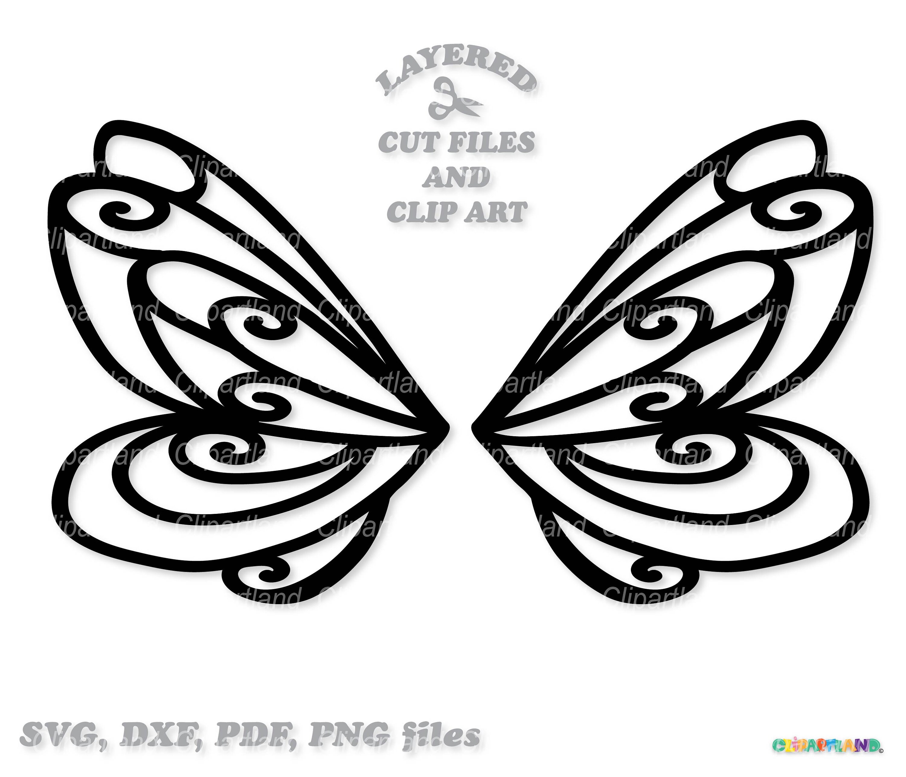 INSTANT Download. Fairy wings silhouette cut files and clip art. Commercial  license is included! W_2., image size:3000x2572