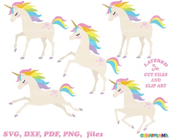 INSTANT Download. Cute unicorns bundle cut file and clip art. Personal and commercial use. U_21.