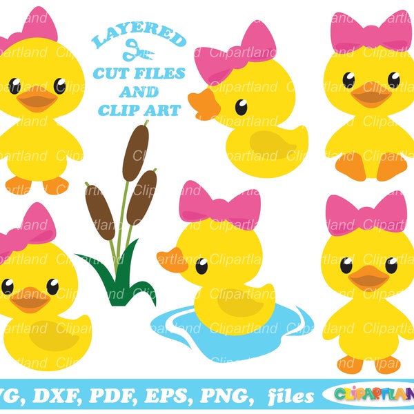 INSTANT Download. Commercial license is included up to 1000 uses! Cute girly duck  svg cut file and clip art. D_7.