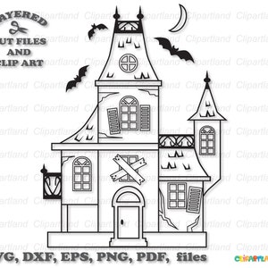 Descarga instantánea. Archivo de corte svg de la casa embrujada de Halloween y imágenes prediseñadas. ¡Se incluye licencia comercial! Hh_13.