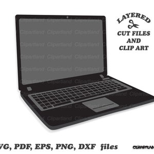 Descarga instantánea. Archivos de corte de silueta de computadora portátil y imágenes prediseñadas. L_2. Uso personal y comercial.