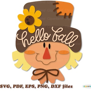 INSTANT Download. Cute scarecrow door hanger svg cut file for laser and craft catters. Personal and commercial use. S_3.