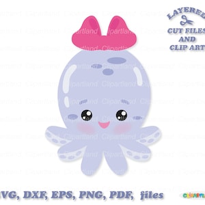 INSTANT Download. Cute girly octopus svg cut file and clip art. Commercial license is included! O_1.