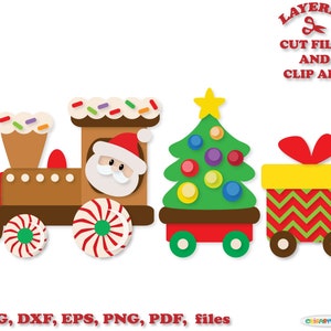 Descarga instantánea. Santa expreso svg. Tren de pan de jengibre. Tren de Navidad svg, archivos cortados dxf y imágenes prediseñadas. T_2.
