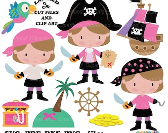 Pirate Girl Clipart & Cut File Set (Digital Download)
