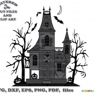 Descarga instantánea. Archivo de corte svg de la casa embrujada de Halloween y imágenes prediseñadas. ¡La licencia comercial está incluida! Hh_15.