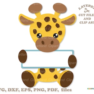 SOFORTIGER Download. Niedliche Baby Giraffe Monogramm svg, dxf Schnitt Dateien und Clip Art. G_1.