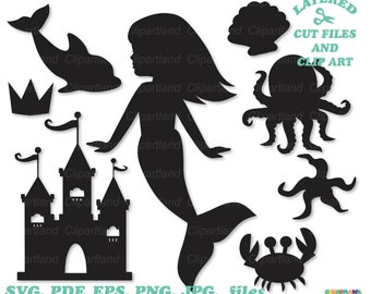 INSTANT Download. Mermaid silhouette svg cut file. Mermaid clip art. Personal and commercial use. M_4.