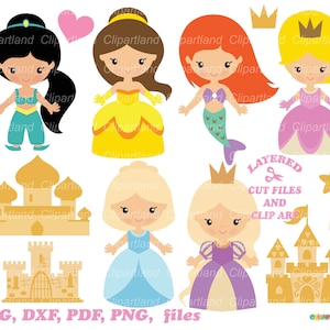 Download INSTANTÂNEO. Arquivo de corte svg da pequena princesa, clip art. Uso pessoal e comercial. CP_29_princess.