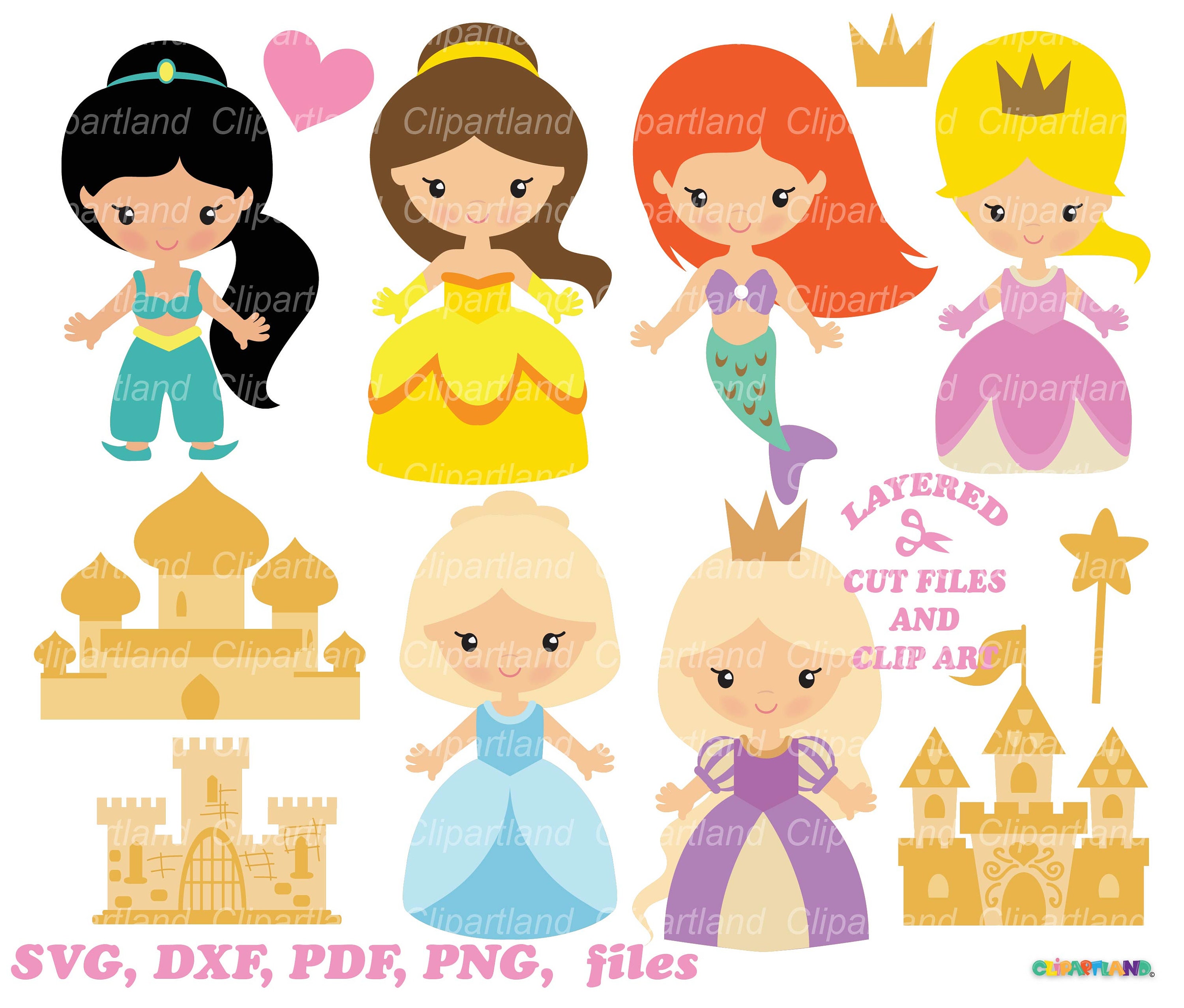 Princess Mini Svg Princess Clipart SVG, PNG, PDF (digital Download) - Etsy
