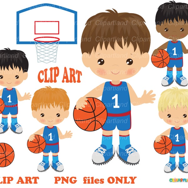 INSTANT DOWNLOAD. Basketball boy player clip art.  Personal and commercial use. B_1.