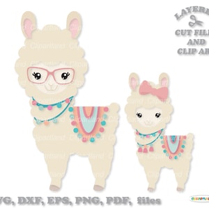 Download istantaneo. Simpatico lama femminile in formato SVG taglia file e clip art. Uso personale e commerciale. L_23.