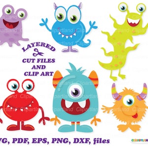 SOFORTIGER Download. Persönliche und kommerzielle Nutzung ist inbegriffen! Niedliche Monster geschnitten Dateien und ClipArt. M_43.