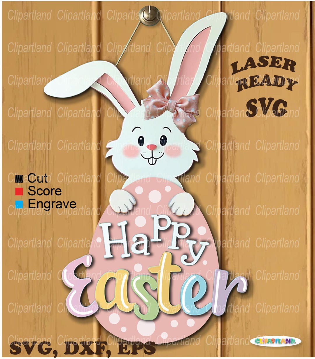 INSTANT Download. Happy Easter Bunny Door Hanger for Laser Cutting ...