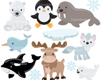INSTANT Download. Arctic animals clip art. Caa_3. Personal and commercial use.