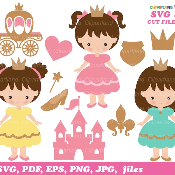 INSTANT Download. Cute princess svg cut file and clip art. P_5. Personal and commercial use.