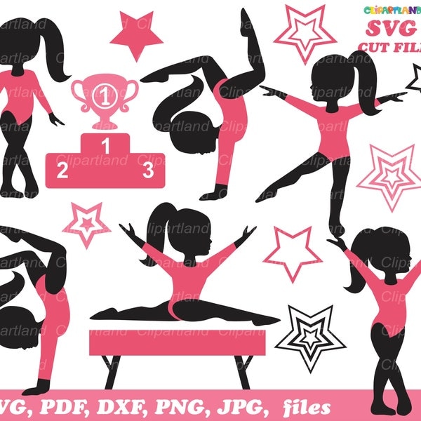 INSTANT Download. Gymnastics svg cut files and clip art. G_44. Personal and commercial use.