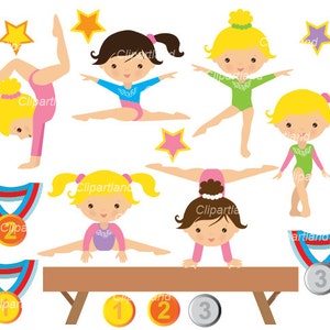 INSTANT Download.  Gymnastics clip art. Cgym_5. Personal and commercial use.