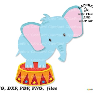 Téléchargement instantané. Clipart mignon éléphant de cirque. Fichiers coupés SVG. Usage personnel et commercial. E_2.