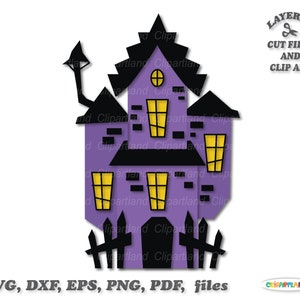 Descarga instantánea. Scary Halloween abandonó archivos de corte de silueta de casa embrujada y imágenes prediseñadas. H_28.