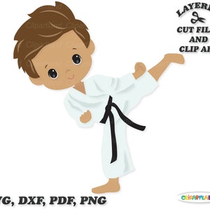 SOFORTIGER Download. Niedlicher kleiner Karate Boy svg Schnittdatei und Clip Art. Persönliche und kommerzielle Nutzung. K_1.