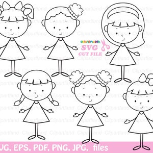 SOFORT DOWNLOAD. Stick Figur Mädchen SVG Cut Dateien und Clip Art. Cstg_2. Persönliche und kommerzielle Nutzung.