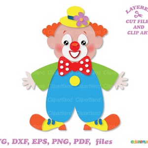 Descarga instantánea. Lindo payaso de circo svg, archivos de corte dxf y imágenes prediseñadas. C_7.
