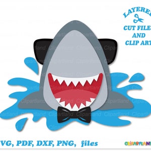 SOFORTIGER Download. Süßer lächelnder Hai als Wasserschnitt Datei und Clip Art. Persönliche und kommerzielle Nutzung. S_12.