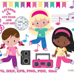 SOFORTIGER Download. Kinder svg. Tanzparty Schnittdateien und ClipArt. Kommerzielle Lizenz ist enthalten! D_2.