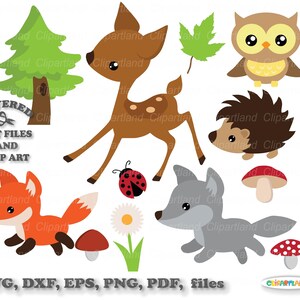 Téléchargement instantané. Animaux de la forêt. Fichier de coupe Forest friends svg et clipart. La licence commerciale est incluse ! F_45.