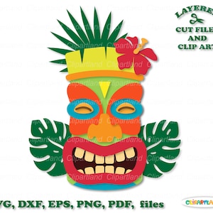 Descarga instantánea. Máscara tribal Tiki corta archivos y imágenes prediseñadas. ¡La licencia comercial está incluida! T_14.