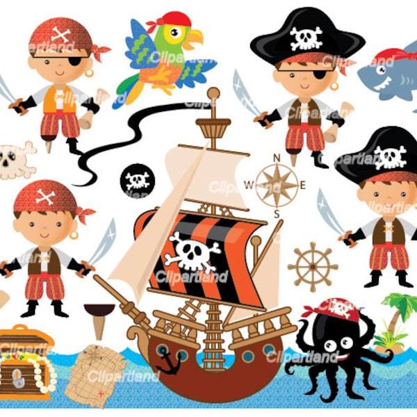 INSTANT Download.  Pirates boys clip art. CP_28. Personal and commercial use.