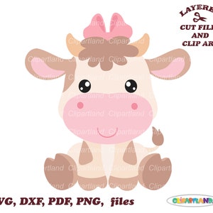 Download instantâneo. Arquivo de corte e clipart svg de vaca sentada fofa. A licença comercial está incluída até 500 usos! C_8.