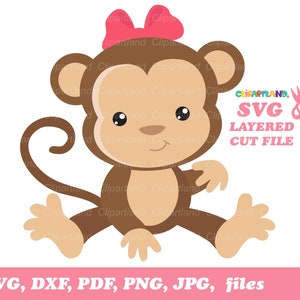 SOFORTIGER Download. Persönliche und kommerzielle Nutzung ist inklusive! Niedliches sitzendes Mädchen Affe svg, dxf geschnittene Dateien und ClipArt. Mg_9.