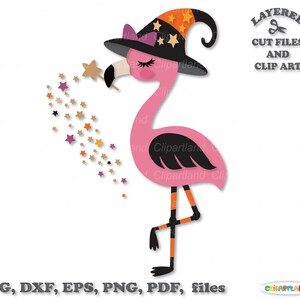 Téléchargement instantané. Flamant rose d'Halloween mignon couper des fichiers et des images clipart. La licence commerciale est incluse ! F_14.