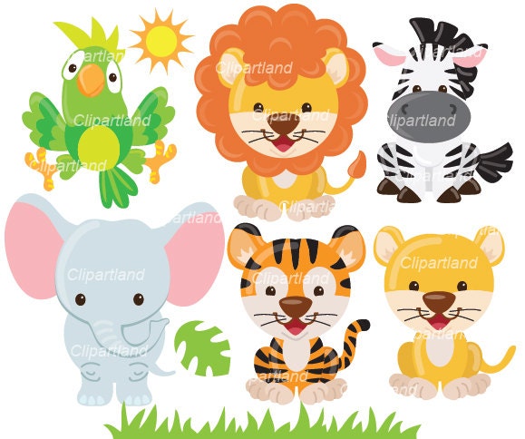 INSTANT Download. Jungle animals clip art. Can_ 41_animals. | Etsy