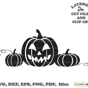 Téléchargement instantané. Fichier coupé et clipart silhouette citrouille d'Halloween. Hp_10. Usage personnel et commercial.
