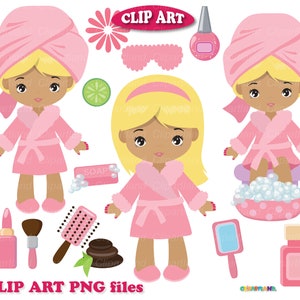 Slumber Party Paper-doll Set, Blonde With Pigtails, Printable Paper Dolls,  Spa Party, Kids Craft 