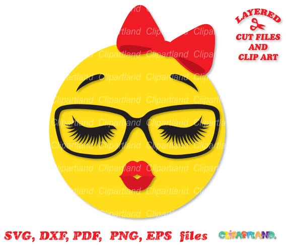 Girly Emoji Face SVG Cut File and Clipart (Digital Download)
