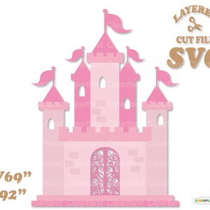 INSTANT Download. Princess castle birthday decoration svg cut file. Personal and commercial use. C_24.